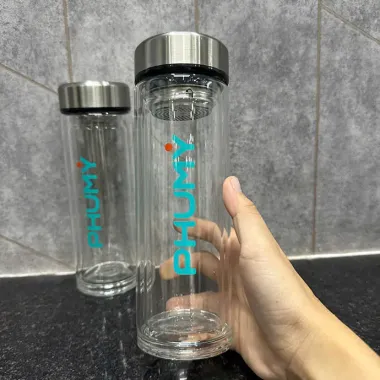 BÌNH THỦY TINH 50ML CÓ KHAY LỌC TRÀ IN LOGO THEO YÊU CẦU - QUÀ TẶNG DOANH NGHIỆP CAO CẤP