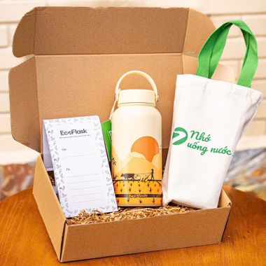 BỘ QUÀ TẶNG BÌNH GIỮ NHIỆT, TÚI CANVAS IN LOGO