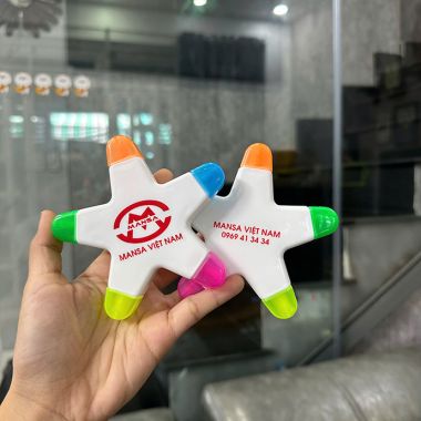 BÚT DẠ QUANG 5 MÀU HÌNH NGÔI SAO IN LOGO