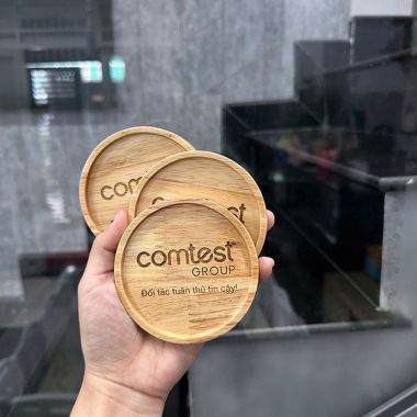 LÓT LY GỖ KHẮC LOGO THEO YÊU CẦU - QUÀ TẶNG GIÁ RẺ