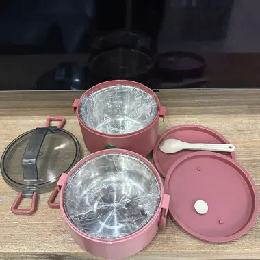 HỘP CƠM 2 TẦNG RUỘT INOX IN LOGO THEO YÊU CẦU - QUÀ TẶNG DOANH NGHIỆP THIẾT THỰC