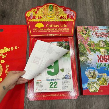 LỊCH TREO TƯỜNG IN LOGO - LỊCH CHÚC XUÂN AN KHANG, THỊNH VƯỢNG