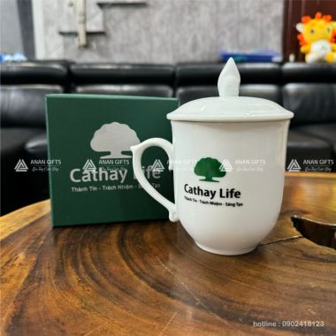 LY SỨ BÁT TRÀNG IN LOGO CATHAY