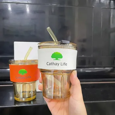 LY THỦY TINH BỌC DA IN LOGO - QUÀ TẶNG DOANH NGHIỆP THÂN THIỆN MÔI TRƯỜNG