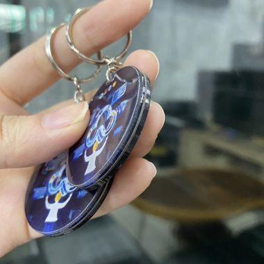 MÓC KHÓA MICA TRÒN ĐƯỜNG KÍNH 4.5CM IN LOGO THEO YÊU CẦU