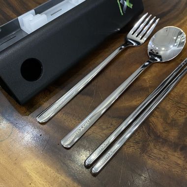 BỘ MUỖNG ĐŨA INOX KHẮC LOGO THEO YÊU CẦU - BỘ MUỖNG ĐŨA INOX
