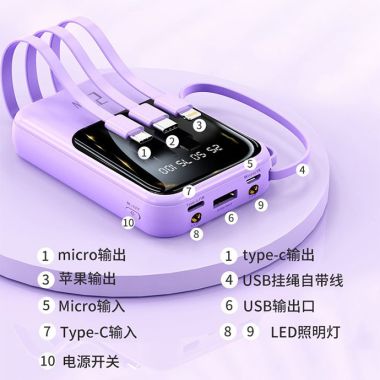 SẠC DỰ PHÒNG MINI 20000mAh CÓ DÂY CÁP RIÊNG DUNG LƯỢNG LỚN