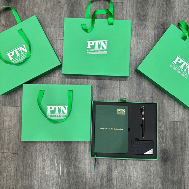 BỘ QUÀ TẶNG SỔ KÈM BÚT VÀ NAMECARD PTN - IN LOGO THEO YÊU CẦU