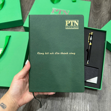 BỘ QUÀ TẶNG SỔ KÈM BÚT VÀ NAMECARD PTN - IN LOGO THEO YÊU CẦU