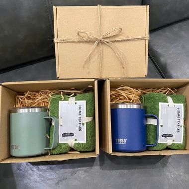 BỘ QUÀ TẶNG LY GIỮ NHIỆT KÈM KHĂN IN LOGO THEO YÊU CẦU
