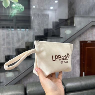 TÚI VẢI CANVAS ĐỰNG MỸ PHẨM IN LOGO LPBANK
