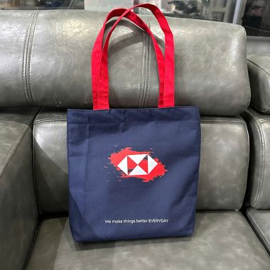 TÚI CANVAS QUAI ĐỎ IN LOGO HBSC- QUÀ TẶNG QUẢNG CÁO