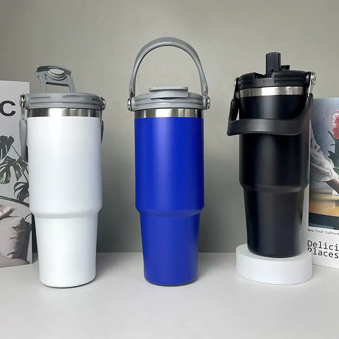 BÌNH GIỮ NHIỆT INOX 304  CÓ QUAI XÁCH IN LOGO THEO YÊU CẦU - GIỮ NÓNG, LẠNH HIỆU QUẢ