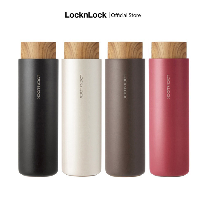 BÌNH GIỮ NHIỆT LOCK&LOCK LHC4227 FLAT TUMBLER NẮP GỖ 400ML