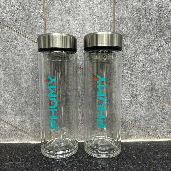 BÌNH THỦY TINH 50ML CÓ KHAY LỌC TRÀ IN LOGO THEO YÊU CẦU - QUÀ TẶNG DOANH NGHIỆP CAO CẤP