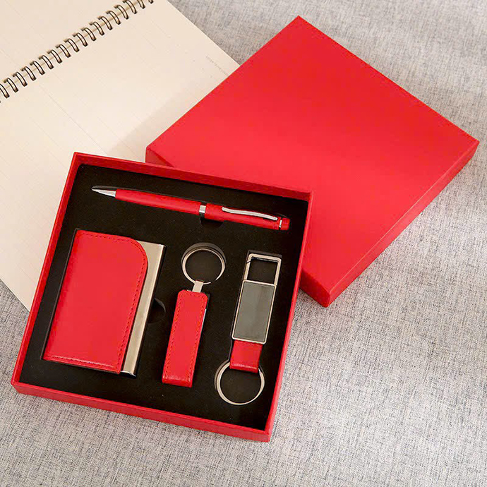 BỘ GIFT 4 MÓN - HỘP ĐỰNG NAMECARD - USB - MÓC KHÓA - BÚT KIM LOẠI