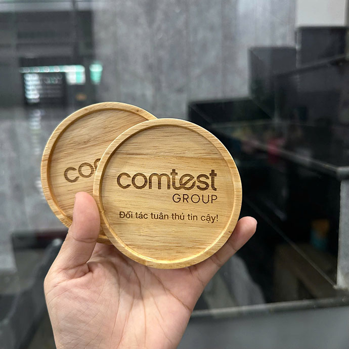 LÓT LY GỖ KHẮC LOGO THEO YÊU CẦU - QUÀ TẶNG GIÁ RẺ