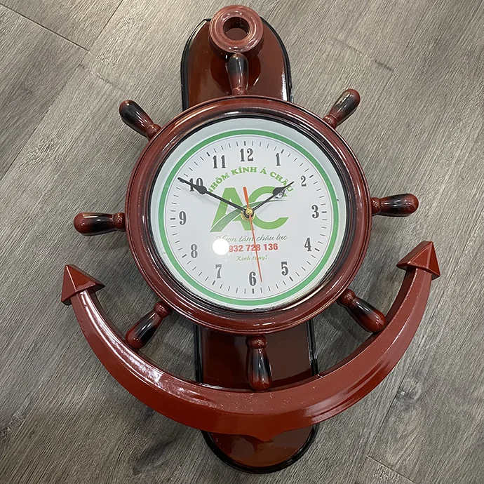 ĐỒNG HỒ NHỰA GIẢ GỖ ĐẸP IN LOGO NHÔM KÍNH Á CHÂU