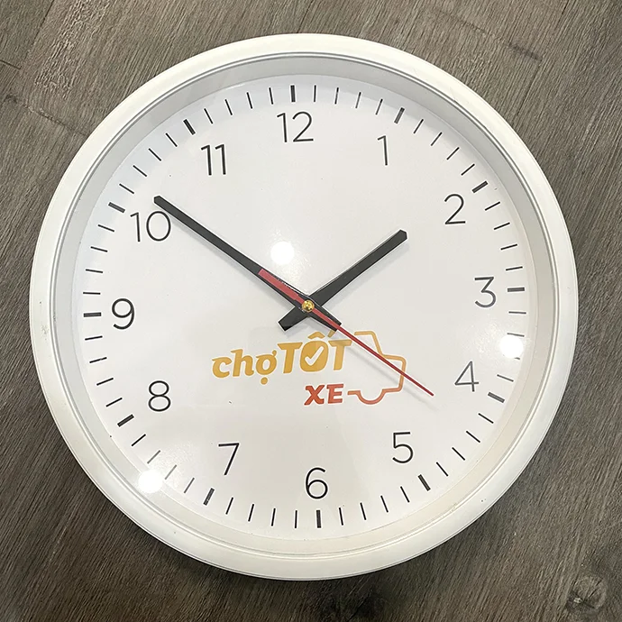 ĐỒNG HỒ TRẮNG TREO TƯỜNG IN LOGO CHỢ TỐT - ĐỒNG HỒ TRẮNG ĐẸP