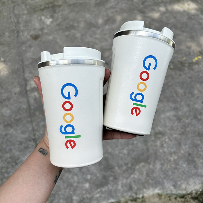 LY GIỮ NHIỆT COFFEE MÀU TRẮNG IN LOGO GOOGLE - LY GIỮ NHIỆT 380ML