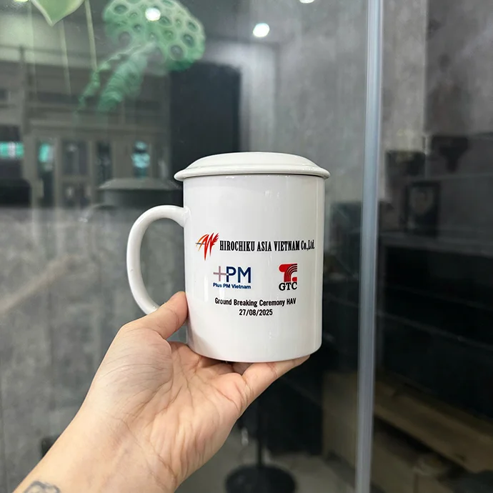 LY SỨ CÓ NẮP IN LOGO - QUÀ TẶNG SỰ KIỆN DOANH NGHIỆP SANG TRỌNG