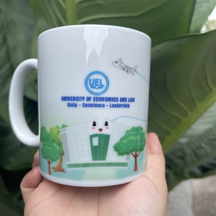 LY SỨ IN LOGO THEO YÊU CẦU - LY SỨ IN CHUYỂN NHIỆT LOGO UEL