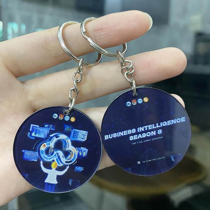 MÓC KHÓA MICA TRÒN ĐƯỜNG KÍNH 4CM IN LOGO THEO YÊU CẦU