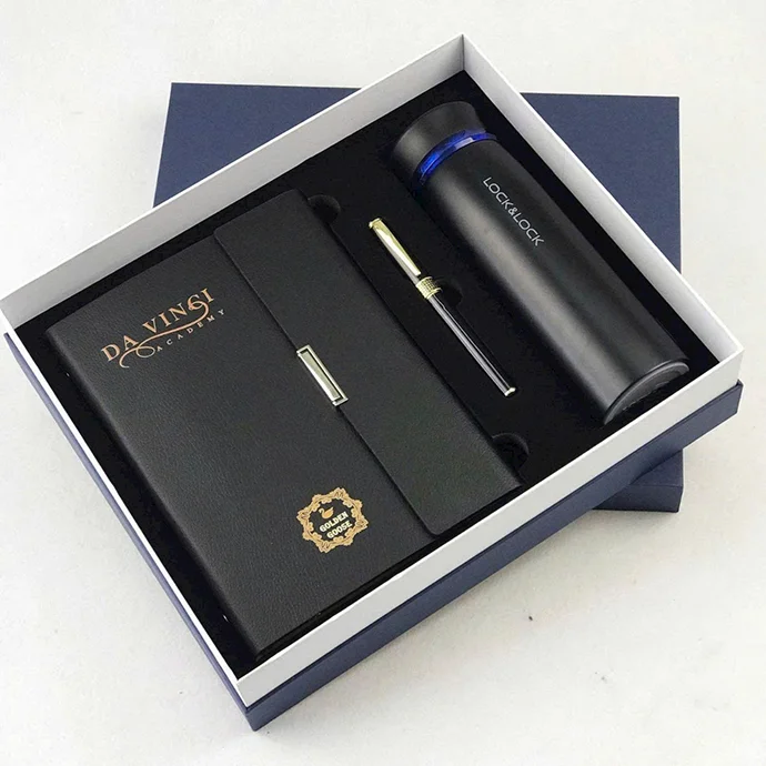 BỘ QUÀ TẶNG DOANH NGHIỆP CAO CẤP - SỔ DA, BÚT KÝ, BÌNH GIỮ NHIỆT LOCK&LOCK