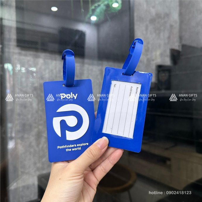 THẺ ĐEO HÀNH LÝ BẰNG CAO SU LOGO POLY