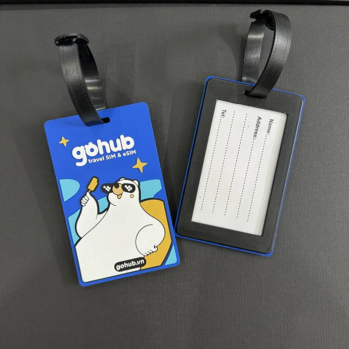 THẺ TREO HÀNH LÝ - THẺ BẢNG TÊN CAO SU IN LOGO GOHUB