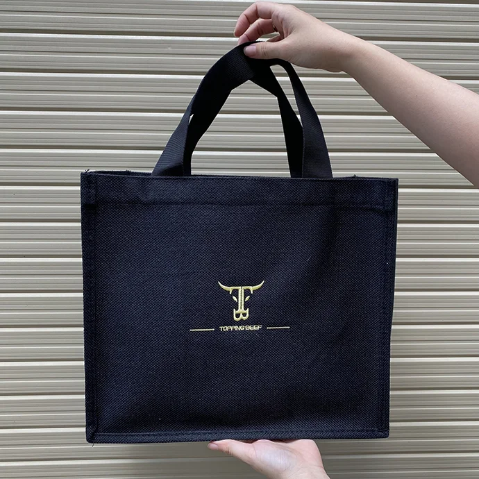 TÚI VẢI ĐAY THÊU LOGO 2 MẶT - TÚI VẢI ĐAY GIÁ RẺ