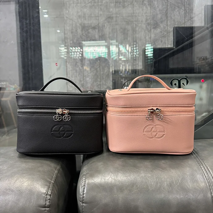 TÚI ĐỰNG MỸ PHẨM HÌNH HỘP DẬP LOGO THEO YÊU CẦU