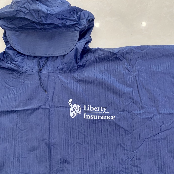 ÁO MƯA DÙ CÁNH DƠI PHỐI PHẢN QUANG IN LOGO LIBERTY MÀU XANH DƯƠNG