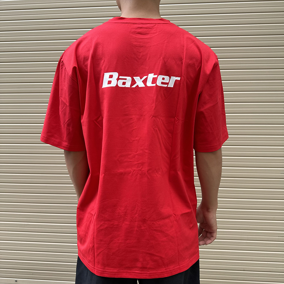 ÁO THUN VẢI COTTON 4 CHIỀU CỔ TRÒN MÀU ĐỎ IN LOGO BAXTER