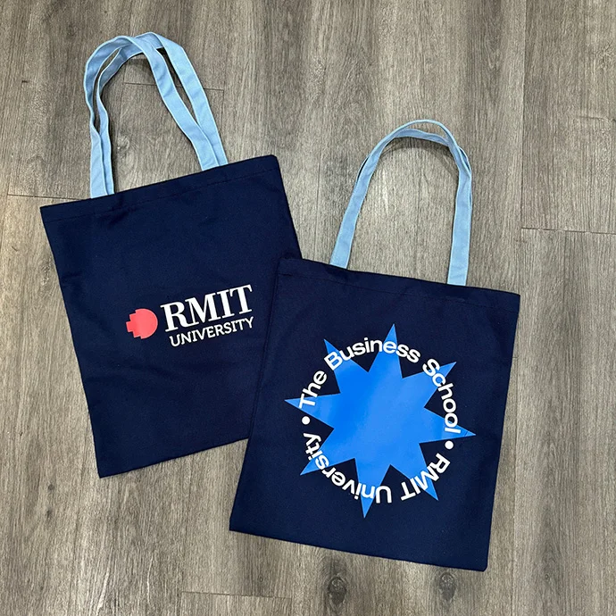 TÚI VẢI CANVAS XANH ĐEN IN KÉO LỤA 2 MẶT