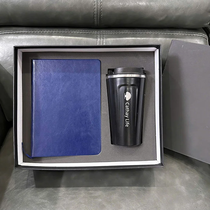 BỘ QUÀ TẶNG DOANH NGHIỆP SỔ DA VÀ BÌNH GIỮ NHIỆT IN LOGO