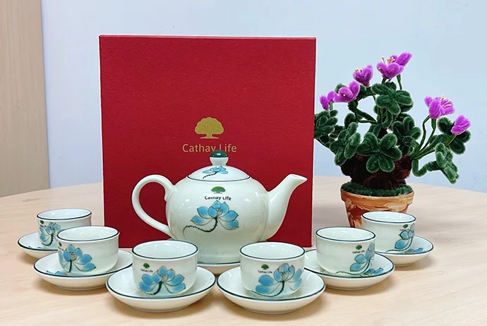 BỘ BÌNH TRÀ GỐM SỨ IN LOGO CAO CẤP - IN LOGO THEO YÊU CẦU