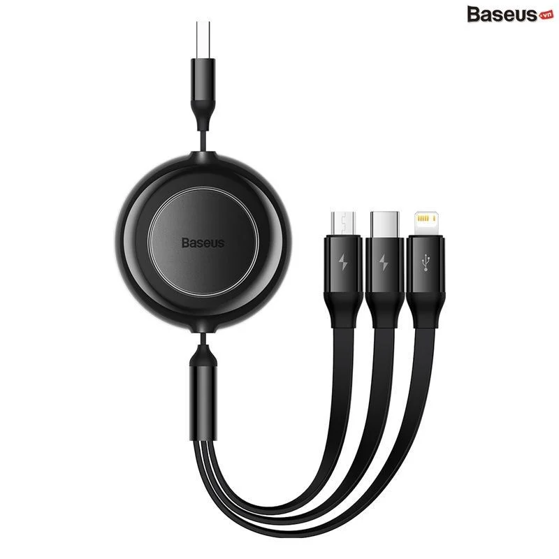 CAP SẠC DÂY RÚT Baseus Bright Mirror 2 Series Retractable 3-in-1 Fast Charging Data Cable - IN LOGO THEO YÊU CẦU
